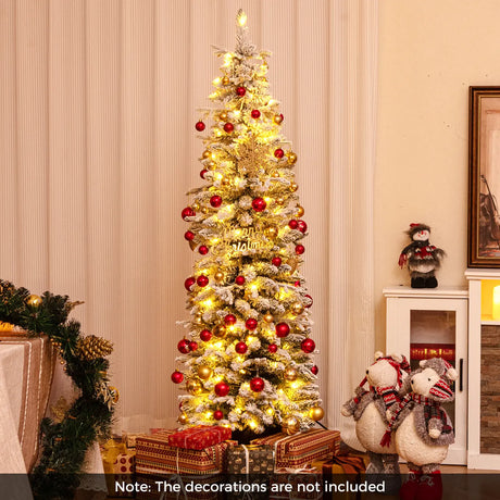 Artificial Pre-lit Christmas Tree Snow Flocked Xmas Tree-1.8M