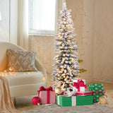 Artificial Pre-lit Christmas Tree Snow Flocked Xmas Tree-1.8M