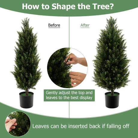93 CM Artificial Topiary Cedar Tree with Cement Plastic Pot