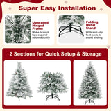 4.5 FT Artificial Xmas Tree with Pine Needles, LED Lights and Pinecones