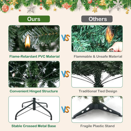 6/7 Feet Artificial Xmas Tree with Fiber Optics and 8 Lighting Modes-7 ft