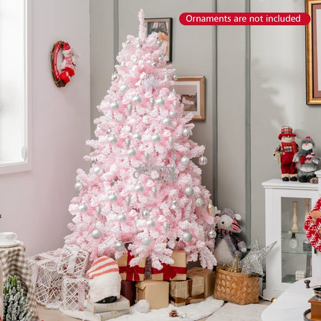 Flocked Artificial Xmas Tree with 808 PVC Branch Tips and 350 LED Lights