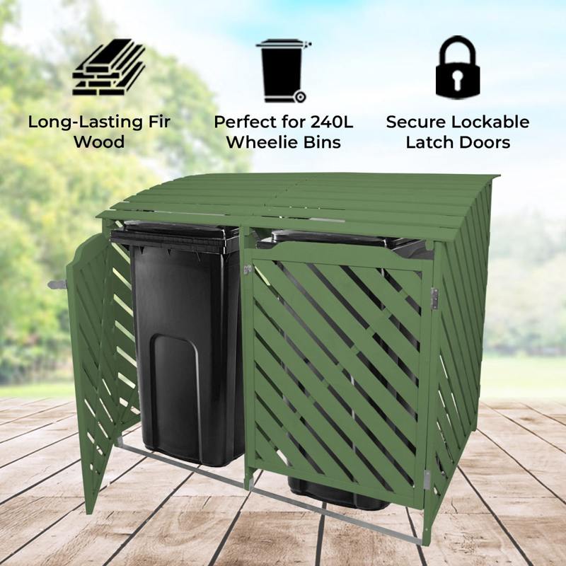 Sage Green Double Wheelie Bin Storage