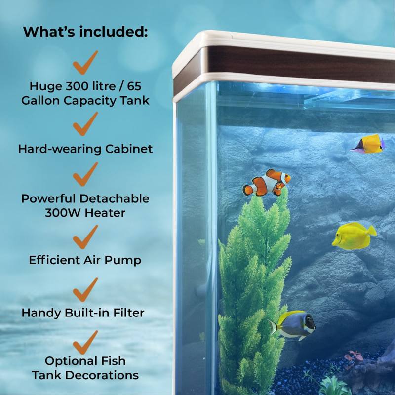 Aquarium Fish Tank Cabinet with Complete Starter Kit - White Tank & Gravel