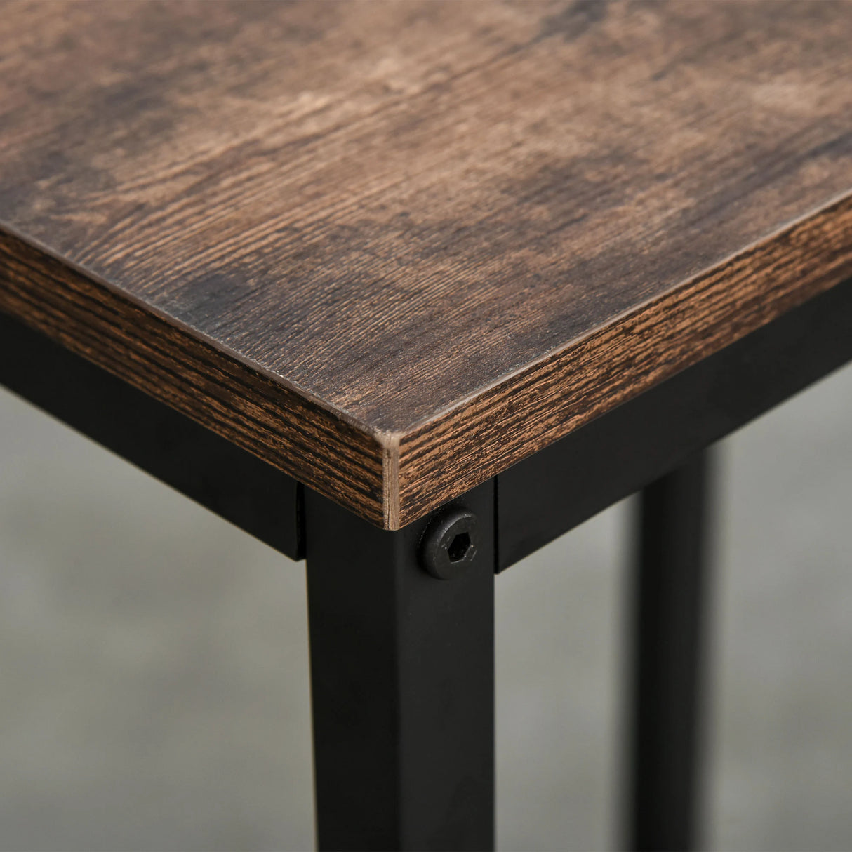 HOMCOM Industrial Bar Height Dining Table Set With 2 Stools & Side Shelf, 3 Pieces Coffee Table for Dining Room, Kitchen, Dinette