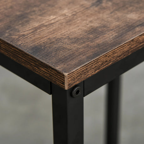 HOMCOM Industrial Bar Height Dining Table Set With 2 Stools & Side Shelf, 3 Pieces Coffee Table for Dining Room, Kitchen, Dinette