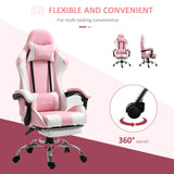 Vinsetto Ergonomic Gaming Chair, PU Leather Reclining Computer Chair with Footrest and Lumbar Support, Headrest and Adjustable Height for Adults, Pink