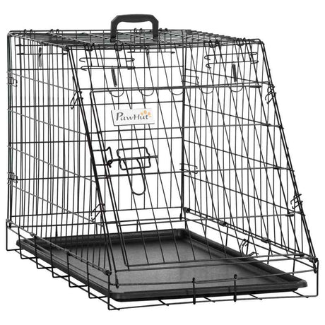 Pawhut Trapeze Collapsible Dog Pet Travel Box Cage Removable Tray 77 x 47 x 55cm