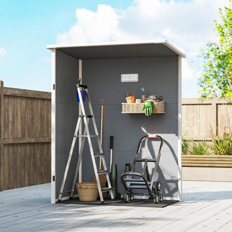 Outsunny 5x3 Storage Shed with Lockable Door, Window & Vent for Garden & Patio, Grey
