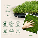 Outsunny 10-Piece Artificial Grass Set, Weatherproof Turf Tiles, 25mm Pile Height, Outdoor Carpet for Garden, Balcony & Patio, 30 x 30cm, Dark Green