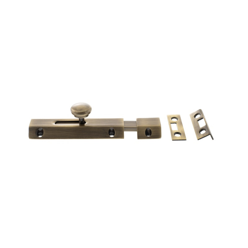 Atlantic Solid Brass Surface Door Bolt 4" - Antique Brass - Each