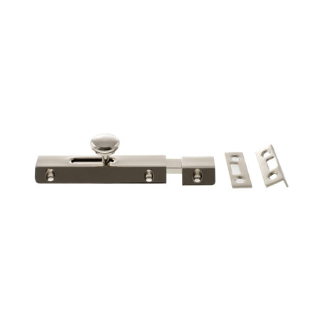 Atlantic Solid Brass Surface Door Bolt 4" - Polished Nickel - Each