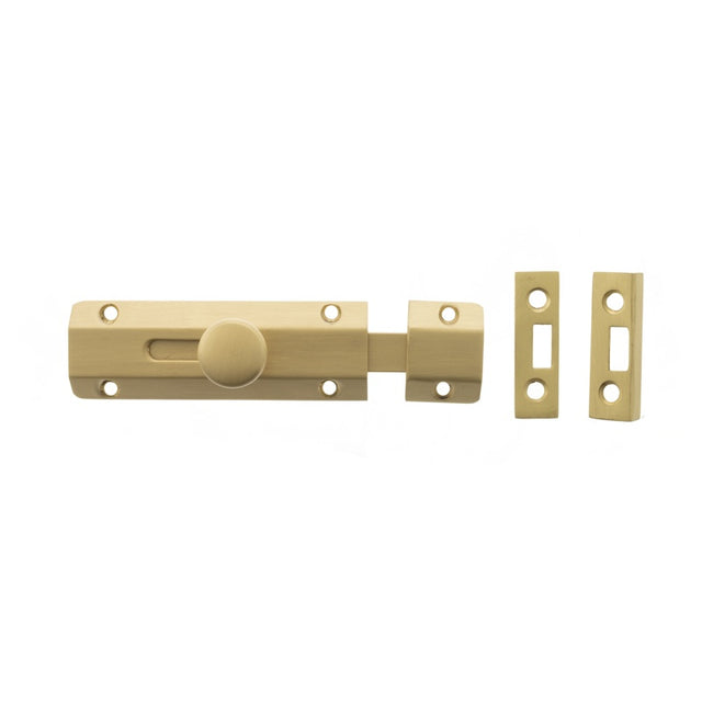 Atlantic Solid Brass Surface Door Bolt 4" - Satin Brass - Each