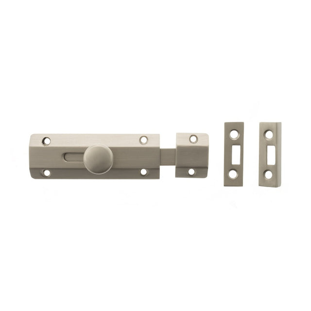 Atlantic Solid Brass Surface Door Bolt 4" - Satin Nickel - Each