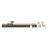 Atlantic Solid Brass Surface Door Bolt 6" - Polished Nickel - Each