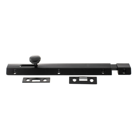 Atlantic Solid Brass Surface Door Bolt 8" - Matt Black - Each