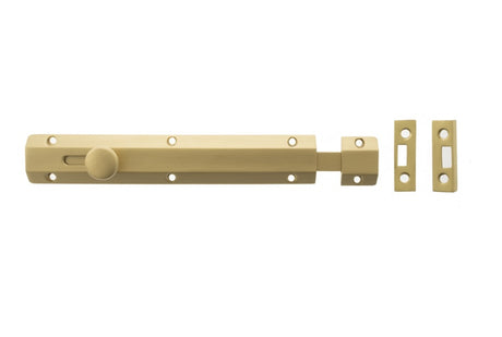 Atlantic Solid Brass Surface Door Bolt 8" - Satin Brass - Each