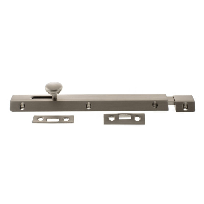 Atlantic Solid Brass Surface Door Bolt 8" - Satin Nickel - Each