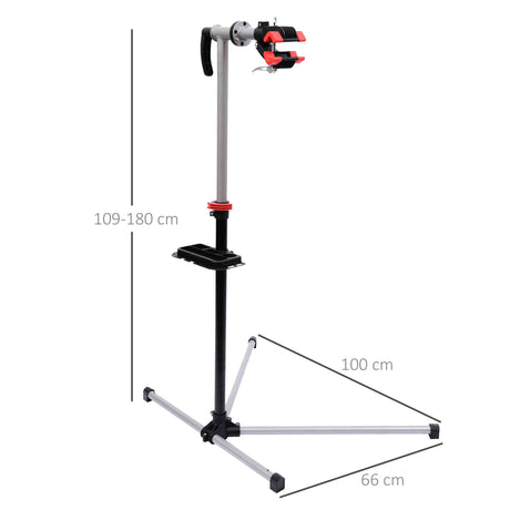 HOMCOM Bike Repair Stand Workstation, Bicycle Maintenance Workstand, Height Adjustable, with Tool Tray & 360 Rotating Adjustable Clamp for Home Mechanic Workshop