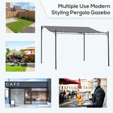 Outsunny 4 x 3 Meters Canopy Metal Wall Gazebo Awning Garden Marquee Shelter Door Porch - Grey