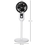 HOMCOM 9'' Air Circulator Fan 3 Speed, 70° Oscillation 90° Vertical Tilt, Carry Handle, Pedestal Fan, Air Circulator for Living Room, Bedroom, Office, White