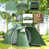 Outsunny Three-Man, Two-Room Tent - Green