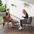 Outsunny Three-Piece Cut-Out Rattan Chair and Table Set - Grey
