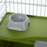 PawHut Small Animal Cage Rabbit Guinea Pigs Chinchillas Cage w/ Wheels Water Bottle Food Dish Platform Ramp 89 x 44 x 43 cm Green