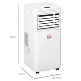 HOMCOM 7000 BTU Portable Air Conditioner for Cooling Dehumidifier Fan, Air Conditioning Unit for Room up to 26m2, with Remote, 24H Timer, Window Mount Kit, R290, A Energy Efficiency, 785W