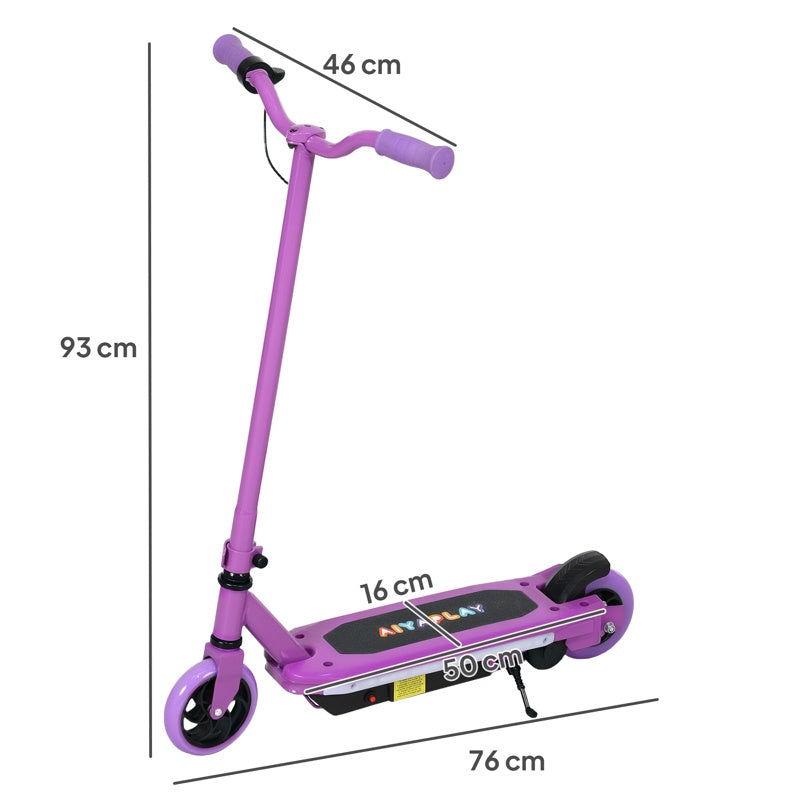 AIYAPLAY Electric Scooter for Ages 6-14, with Colourful Light and Electric Brake, Electric Scooter E Scooter, Up to 10 KM/H & 8 KM, Purple