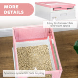 PawHut Hooded Cat Litter Box, Portable Pet Toilet, with Scoop, Front Entry - Pink