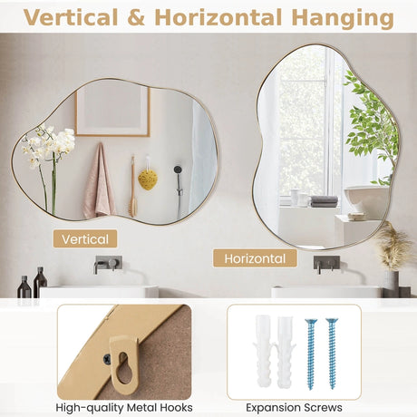 Asymmetrical Wall Mirror Irregular with Premium Back Board-Golden