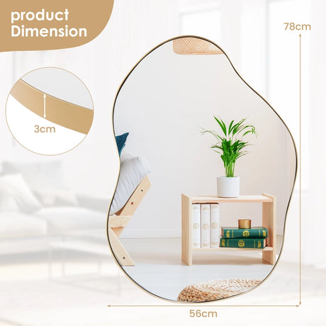 Asymmetrical Wall Mirror Irregular with Premium Back Board-Golden