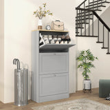 HOMCOM Modern Compact Three-Drawer Shoe Storage Cabinet - Grey