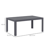 Outsunny Outdoor Side Table, Rectangular Patio Coffee Side Table with Steel Frame and Slat Tabletop for Garden, Balcony, Grey