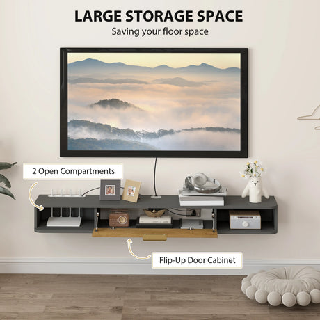 HOMCOM 140 cm Floating TV Stand with Storage - Charcoal Grey