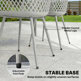 Outsunny Garden Chairs Set of 4, Garden Dining Chairs with Cut Out Diamond Back and Armrests for Patio, Balcony, Terrace, Grey