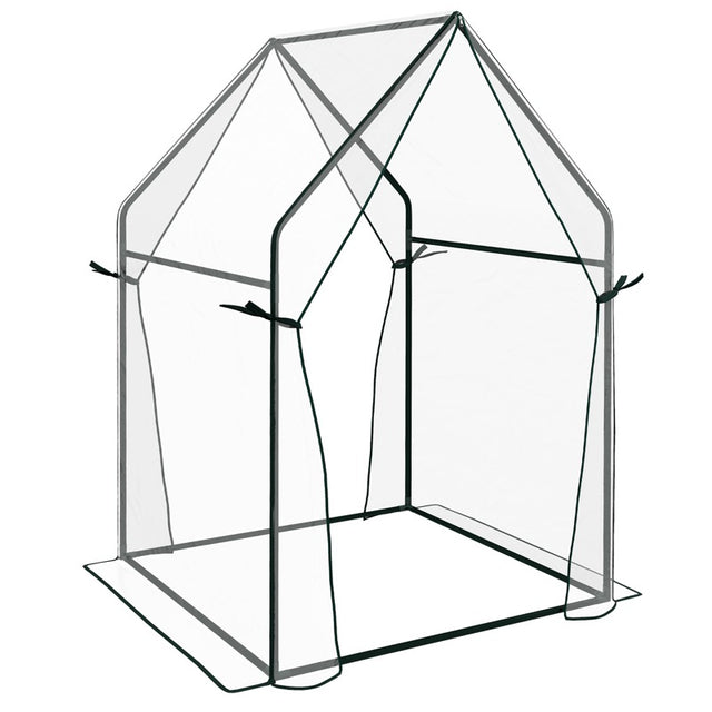 Outsunny Mini Greenhouse, Garden Tomato Growhouse with 2 Zipped Doors, Portable Indoor Outdoor Green House, 90 x 90 x 145cm, Clear