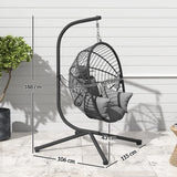 Outsunny Metal Stand Hanging Egg Chair, with Full Body Padded Seat - Grey