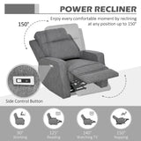 HOMCOM 150 Electric Reclining Chair, with USB port and Footrest - Charcoal Grey