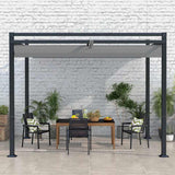 Outsunny 3 x 3(m) Retractable Pergola, Garden Gazebo Shelter with Aluminium Frame, for Grill, Patio, Deck, Dark Grey