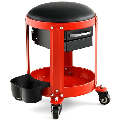 Rolling Mechanic Stool with Removable Padded Seat and Drawers