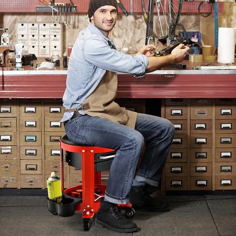 Rolling Mechanic Stool with Removable Padded Seat and Drawers