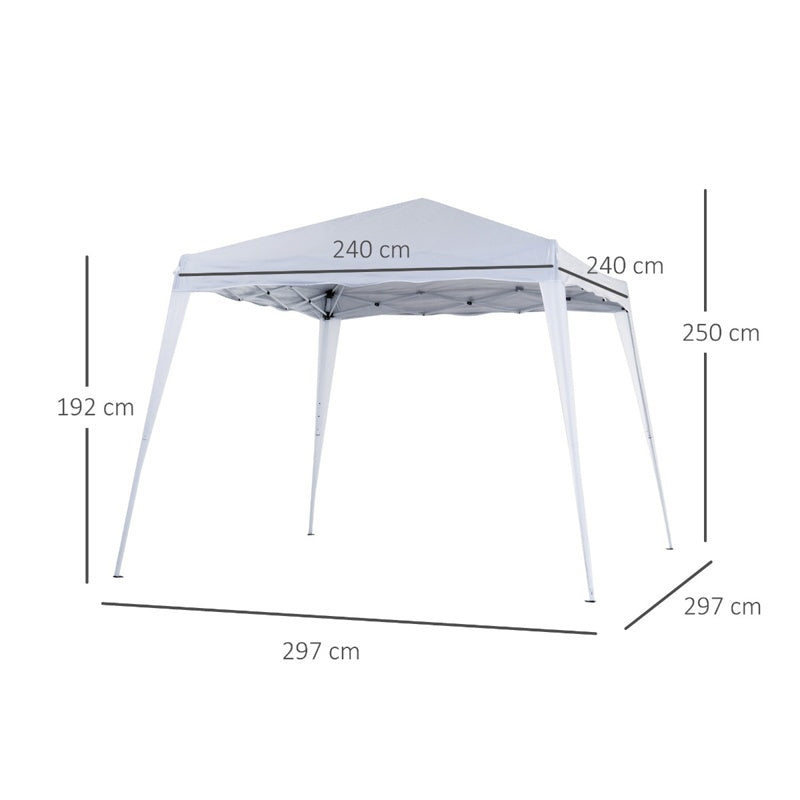 Outsunny 3 M x 3 M Base/ 2.5 M x 2.5 M Top Pop Up Gazebo with Carry Bag, Height Adjustable Slant Leg Party Tent Instant Event Shelter for Garden, Patio, White