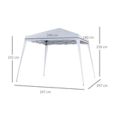 Outsunny 3 M x 3 M Base/ 2.5 M x 2.5 M Top Pop Up Gazebo with Carry Bag, Height Adjustable Slant Leg Party Tent Instant Event Shelter for Garden, Patio, White