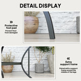 Outsunny 94 x 94 cm Garden Table with Parasol Hole, Outdoor Dining Garden Table for Four with Slatted Metal Plate Top, Dark Grey