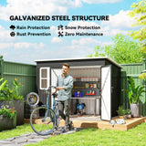 Outsunny 8.5 x 6ft Storage Shed Galvanised Steel Garden Shed, Metal Shed with Foundation Kit, Window, Lockable Wide Doors and Air Vents for Outdoor Patio, Dark Grey