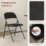 HOMCOM Linen-Look Set of Four Cushioned Folding Chairs - Black