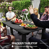 Outsunny Garden Dining Table for 6 with Parasol Hole, Rectangle Outdoor Garden Table with Slatted Metal Top, Steel Frame, Black