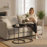 HOMCOM Round Nesting Side Table Set of 2 - Grey